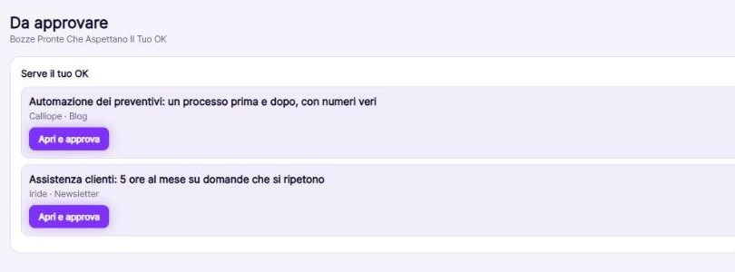 La lista delle bozze da approvare